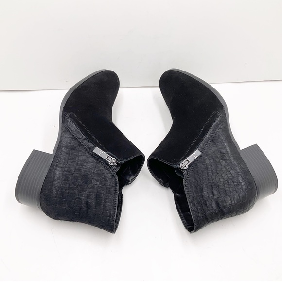 🆕{H By Halston} Lana Leather Calf Hair Black Booties - Picture 10 of 16